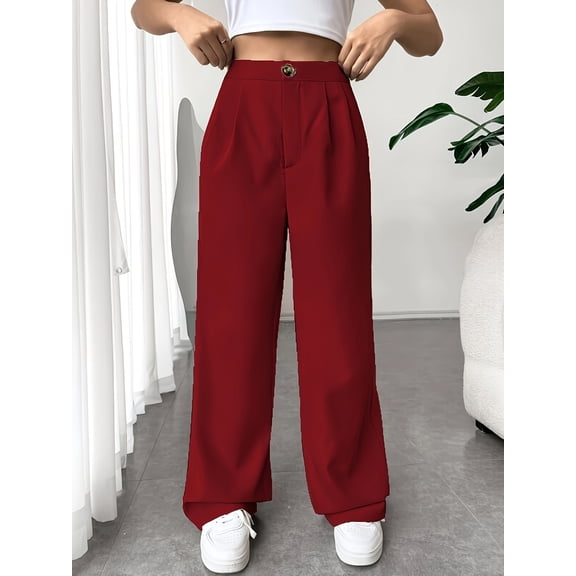 Women's Casual Suit Pants, Straight-leg, Loose-fitting, Long Wide-leg Pants. Casual High-waist Wide-leg Pants.