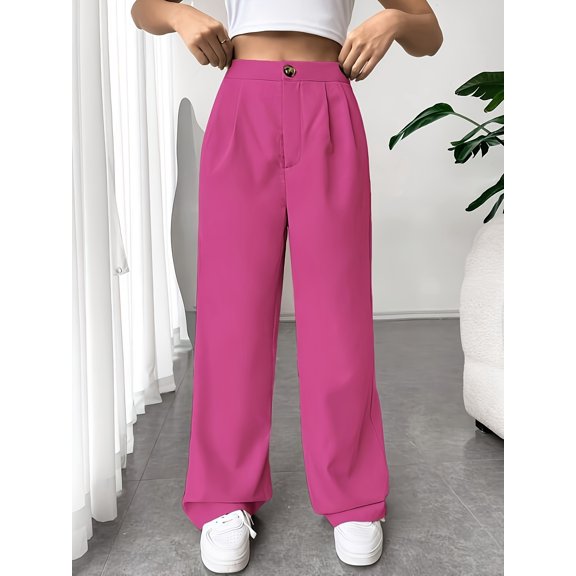 Women's Casual Suit Pants, Straight-leg, Loose-fitting, Long Wide-leg Pants. Casual High-waist Wide-leg Pants.