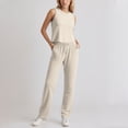 thumbnail image 1 of Women's Casual Suit Sleeveless Top Wide Leg Capri Trouser Suit Ruffled Jogging Suit for Women Minimal Jumpsuit Homecoming Pants Outfit Junior Winter Dress Pants Women Ski Bib Casual Pantsuit for Women, 1 of 6