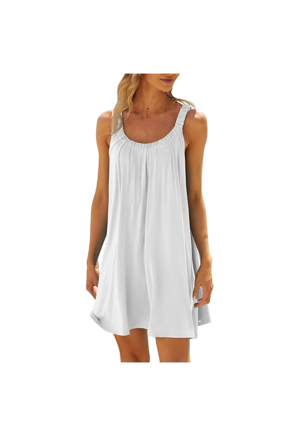 Women's Casual Summer Beach Dress Coverup - Viscose/Spandex, Gathered Neckline, Short Length, All Body Types