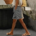 thumbnail image 1 of Women's Casual Summer Cotton Linen Shorts Drawstring Waist Running Straight Leg Lounge Shorts Breathable Lightweight Beach Short Pants with Pockets Gray L, 1 of 9
