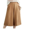 thumbnail image 1 of Women's Casual Summer Culottes Baggy Half Length Wide Leg Pants Going Out Street Style High Waisted Palazzo Pants, 1 of 5