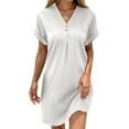 thumbnail image 1 of Women's Casual Summer Dress 2025 V Neck Short Sleeve Boho Mini T Shirt for Beach Work Outfits, 1 of 2