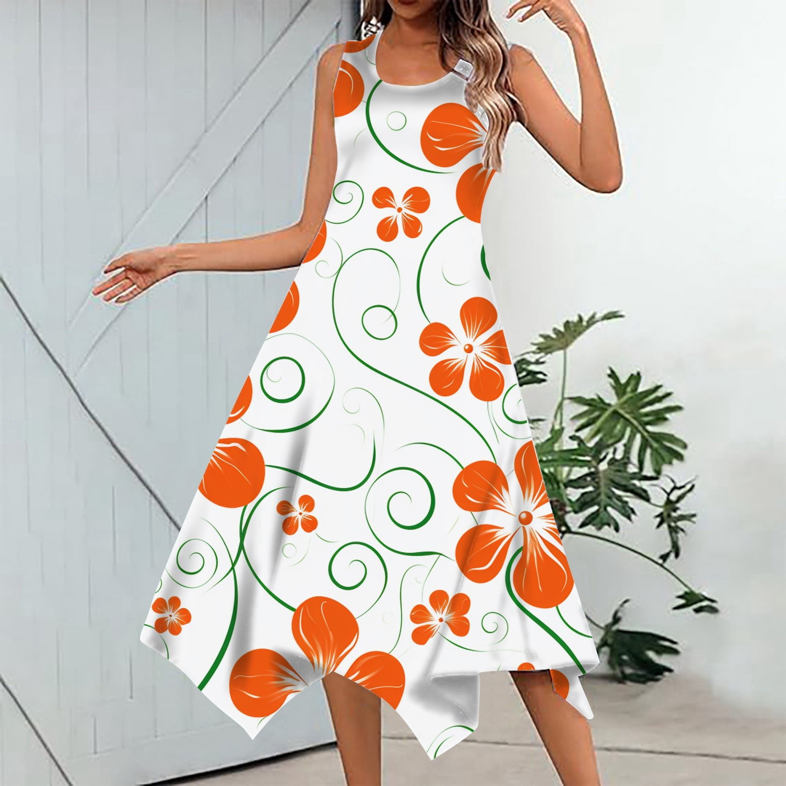 Women's Casual Summer Dress Sleeveless Handkerchief Hem Long Tank Dress  Beach Dress With Pockets Dresses in Casual Summer Dresses for Older Women  Tunic Party Dress Women Size 16 Dresses for Women -