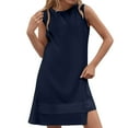thumbnail image 1 of Women's Casual Summer Dress Sleeveless Loose Fit Round Neck Basic Daily Wear Comfortable Pure Color Elegant Outfit With Necklace, 1 of 2