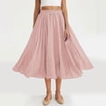 thumbnail image 1 of Women's Casual Summer Linen Midi Skirts High Waist Flowy A-Line Lightweight Skirt Solid Color Loose Casual Beach Vacation Wear One Size, 1 of 8