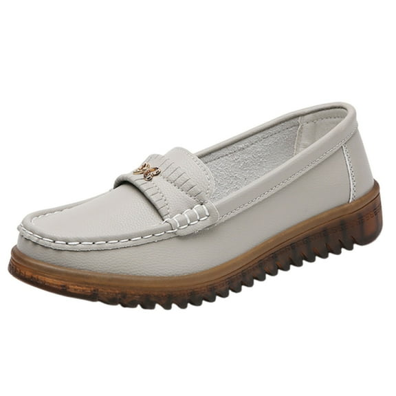 Women's Casual Summer Loafer Shoes Lightweight Non-Slip Slip-On Comfortable Round Toe Footwear for Leisure Outdoor Indoor Use Gray,36