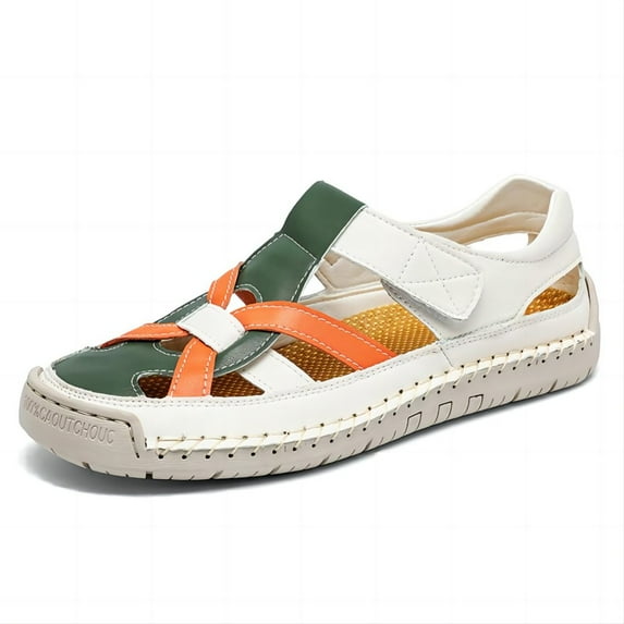 Women's Casual Summer Sandals Outdoor Comfort Closed Toe Beach Adjustable Lightweight Hollow Walking Soft Flat Shoes White 10 US