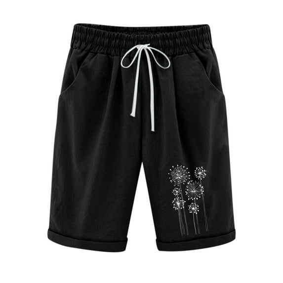Women's Casual Summer Shorts Drawstring Elastic Waist Short Pants with Pockets Cotton Linen Summer Loose Plain Shorts Comfy Beach Holiday Wide Leg Lounge Shorts for Ladies Plus Size 22 Army Green