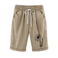 thumbnail image 1 of Women's Casual Summer Shorts Drawstring Elastic Waist Short Pants with Pockets Cotton Linen Summer Loose Plain Shorts Comfy Beach Holiday Wide Leg Lounge Shorts for Ladies Plus Size 22 Army Green, 1 of 3