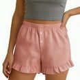 thumbnail image 1 of Women's Casual Summer Shorts, Elastic Waist Button Detail Short Pants with Lace Trim, Lightweight Fashion Bottoms for Daily Wear, 1 of 9