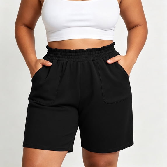 Women's Casual Summer Shorts High Waisted Elastic Drawstring Lounge Sweatshorts with Large Pockets Flattering Activewear for Workout Running Gym and Everyday Comfort Wear