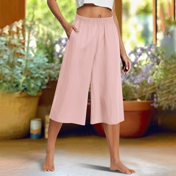 Women's Casual Summer Shorts with Pockets, Elastic Drawstring Waist, Soft Polyester Fabric for Daily Wear