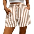 thumbnail image 1 of Women's Casual Summer Shorts with Pockets, Striped Beach Loose Fit, 1 of 7