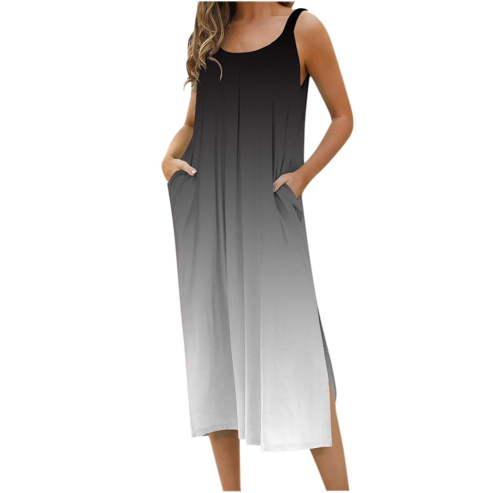Women's Casual Summer Sleeveless Long Maxi Dresses Split Beach Dress