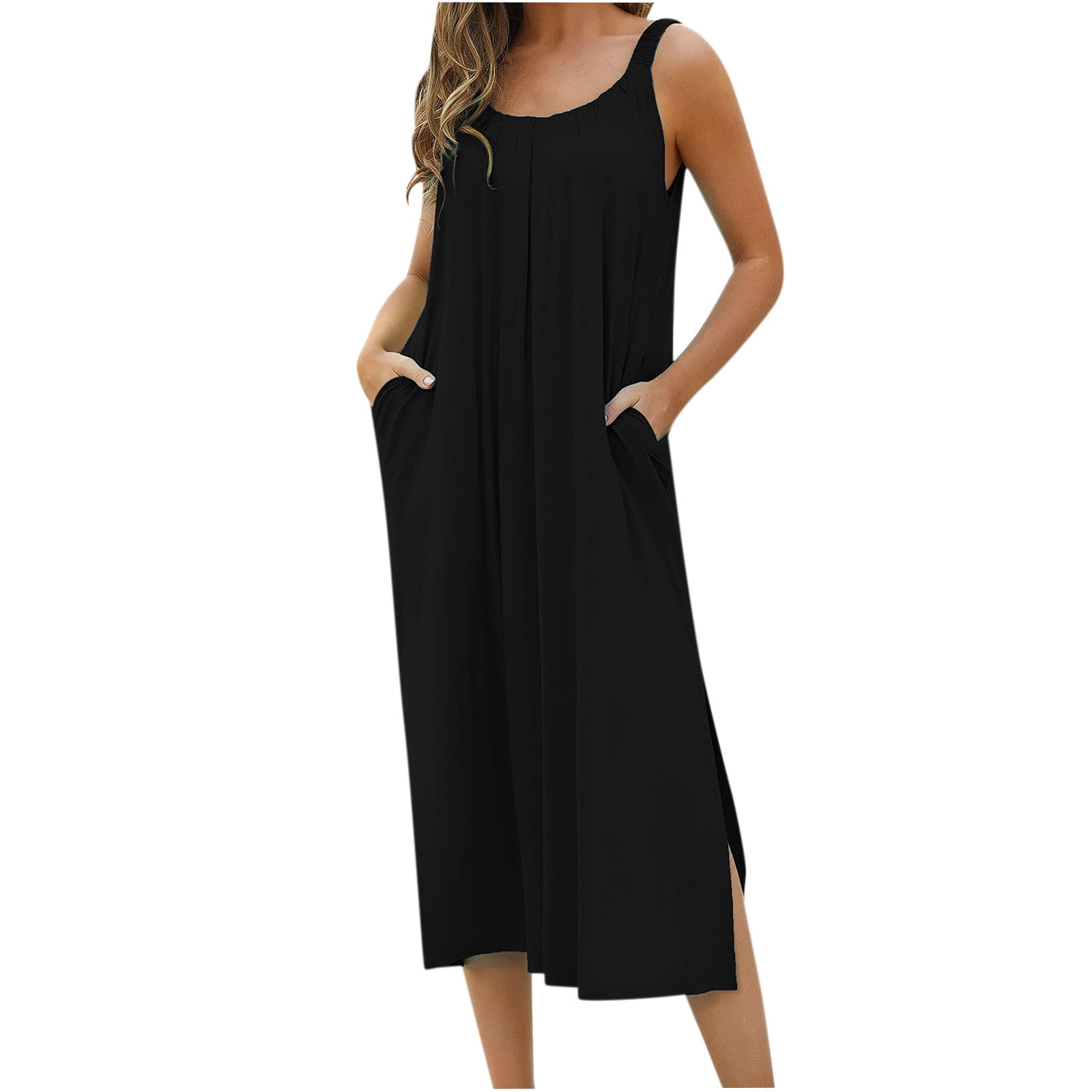 【SWIMCITY】long night dress Women's Casual Summer Sleeveless Long Maxi Dresses Split