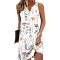 thumbnail image 1 of Women's Casual Summer Sundress Sleeveless V Neck Button Down Knee Length Tank Dress Tropical Floral Print Flowy Shift Dress Beach Vacation Daily Wear, 1 of 8