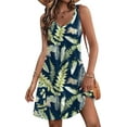 thumbnail image 1 of Women's Casual Sundress with Pockets Summer Boho Beach Dress Floral T-Shirts Dress V Neck Loose Tank Dresses, 1 of 9