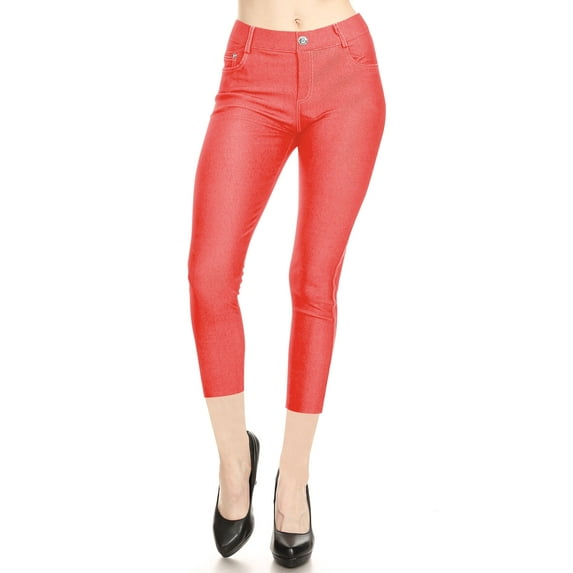 Women's Casual Super Stretch Comfy Denim with Pocket Jean Capri Jeggings Pants