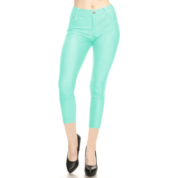 Women's Casual Super Stretch Comfy Denim with Pocket Jean Capri Jeggings Pants