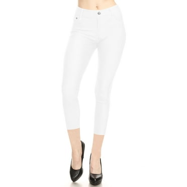 Women's Casual Super Stretch Comfy Denim with Pocket Jean Capri Jeggings Pants