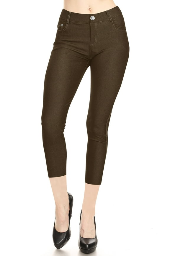 Women's Casual Super Stretch Comfy Denim with Pocket Jean Capri Jeggings Pants
