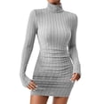 thumbnail image 1 of Women's Casual Sweater Dress Turtleneck Ribbed Bodycon Long Sleeve Mini Knit Dresses 2024 Fashion, 1 of 6