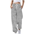 thumbnail image 1 of Women's Casual Sweatpant 2026 Plus Size Fall and Winter Solid Color Fleece Drawstring Elastic Waist Sweatpants Cuffed Ankles Side Pockets, 1 of 5