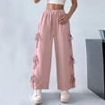 thumbnail image 1 of Women's Casual Sweatpants Drawstring Elastic High Waist Straight Leg Side Bow Trousers Baggy Lounge Sports Pants (S, Pink), 1 of 8