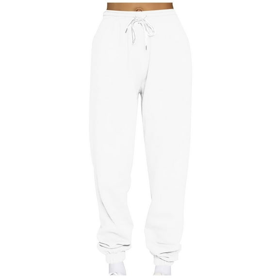 Women's Casual Sweatpants High Waisted Long Pants Womens Drawstring Elastic Sport Pants Ankle Trousers Pants with Pockets