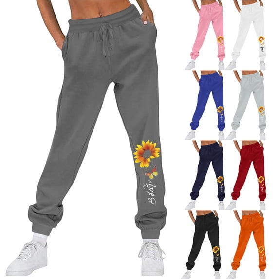 Women's Casual Sweatpants, Plus Size Loose Trousers with Drawstring Waist and Side Pockets, Daily Work Wear | VerBelle,Gray XL