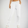 thumbnail image 1 of Women's Casual Sweatpants Solid Color Elastic High Waist Loose Straight Leg Jogging Sweatpants With Pockets (L, White), 1 of 5