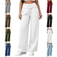 thumbnail image 1 of Women's Casual Sweatpants Solid Color High Waist Elastic Drawstring Straight Leg Loose Relaxed Fit With Pockets, 1 of 8