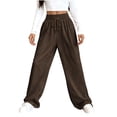 thumbnail image 1 of Women's Casual Sweatpants Solid Flare Leg High Waisted Baggy Sweat Pants Drawstring Athletic Outdoor Pants (S, Coffee), 1 of 5