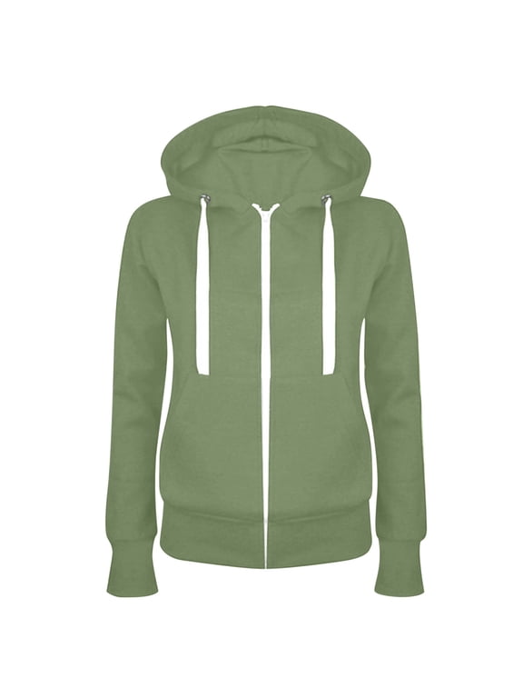 Women's Casual Sweatshirt Hoodie Fall Winter Fashion Pullover Hooded Slim Zipper Fleece Sweater Coat