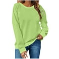 thumbnail image 1 of Women's Casual Sweatshirts Crewneck Long Sleeve Fuzzy Fleece Sweater Side Pocket Loose Pullover Fall Fashion 2025, 1 of 4
