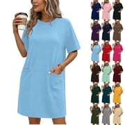 chinese dress ladies Nmoder Casual Dresses for Women Semi Formal Fit and Flare 3/4 Sleeve A-line  Church Work Dress with Pockets White M at Amazon Women's Clothing store