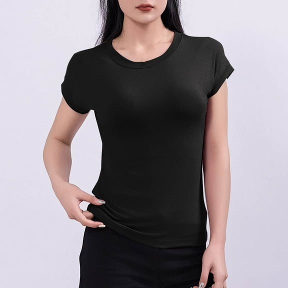 Women's Casual T-Shirt, Short Sleeve Relaxed Fit Top with Batwing Sleeves, Soft Cotton Blend Round-Neck Blouse for Home and Lounge Wear