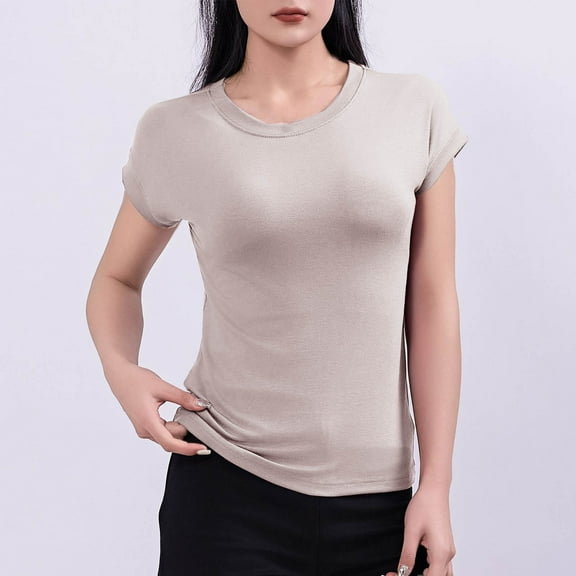 Women's Casual T-Shirt, Short Sleeve Relaxed Fit Top with Batwing Sleeves, Soft Cotton Blend Round-Neck Blouse for Home and Lounge Wear