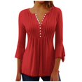 thumbnail image 1 of Women's Casual T-Shirts 3/4 Sleeve Color Block Cute Tops Comfy Blouses, 1 of 5