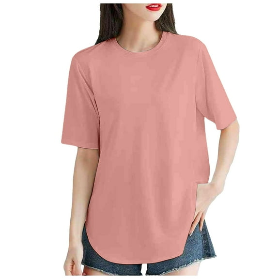Women's Casual T Shirts Cotton Mid Sleeve Summer Basic Tunics Tee Tops