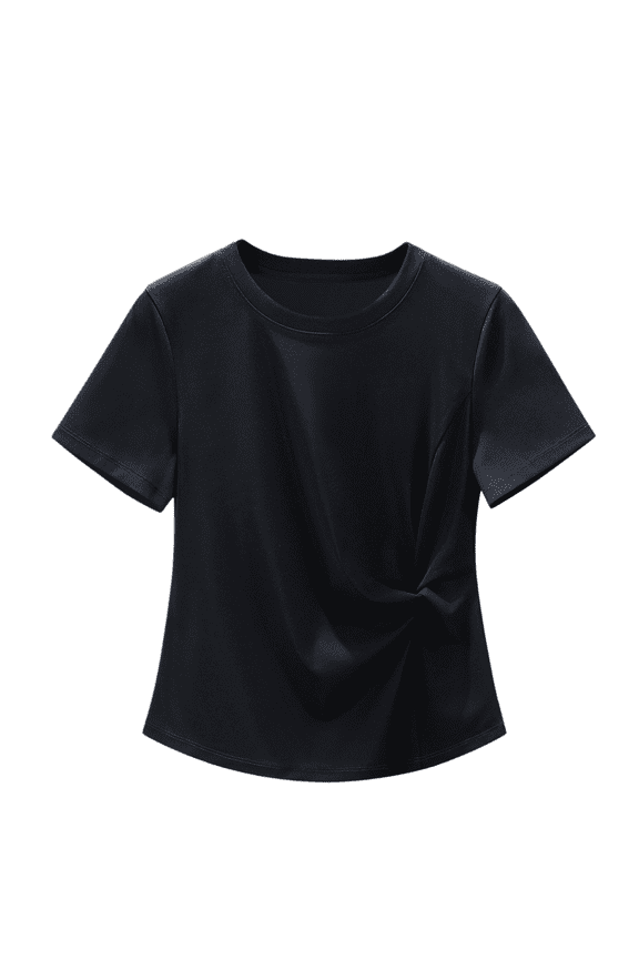 Women's Casual T-Shirts Side Twisted Knot Short Sleeve Top Soft Summer Blouses Work