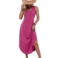 thumbnail image 1 of Women's Casual Tank Maxi Dress, Sleeveless Crewneck Summer Long Sundress with Side Slit, Comfy Loose Fit A-Line Beach Dress, 1 of 8