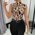 thumbnail image 1 of Women‘s Casual Tank Tops Mock Neck Sleeveless Cinched Waist Shirts Summer Slim Fit Pleated Blouses, XL, 1 of 6