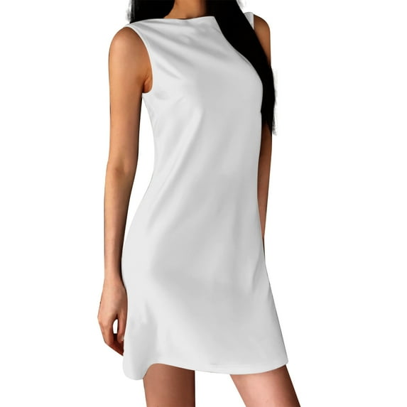 Women's Casual Tennis Dress Sleeveless Open Back Athletic Dress with Built In Shorts and Pockets for Comfortable Sporty Style Womens Casual Trendy Midi Dresses