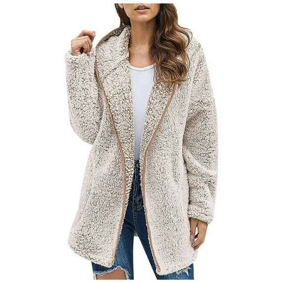 Women's Casual Thick Knitted Cardigan Solid Color Sleeve Furry Coat Zip Sweaters for Women Sweater Women Snow Gear Women Flannel Jackets for Women Figs Scrub Jacket Women Long Polyester Jackets for
