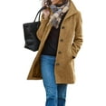 Women's Casual Thicken Single Breasted Pea Coat Stand Collar Mid Long