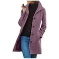 thumbnail image 1 of Women's Casual Thicken Wool Blend Stand Collar Single Pea Coat, 1 of 5