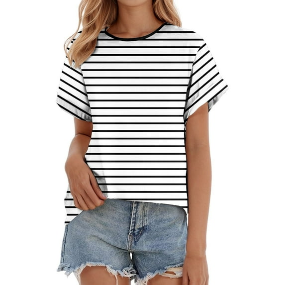 Women's Casual Thin Striped T - Shirt, Elegant Thin Stripes, Relaxed Fit