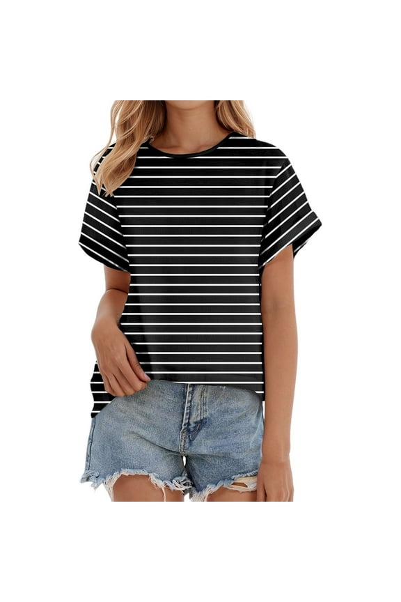 Women's Casual Thin Striped T - Shirt, Elegant Thin Stripes, Relaxed Fit